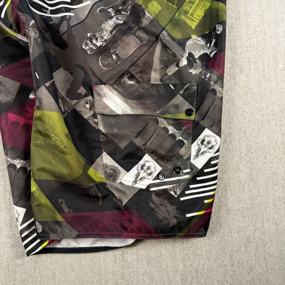 Tony Hawk Board Shorts Men 36 Multicolor Skateboard Skull Graphic Cargo Swim